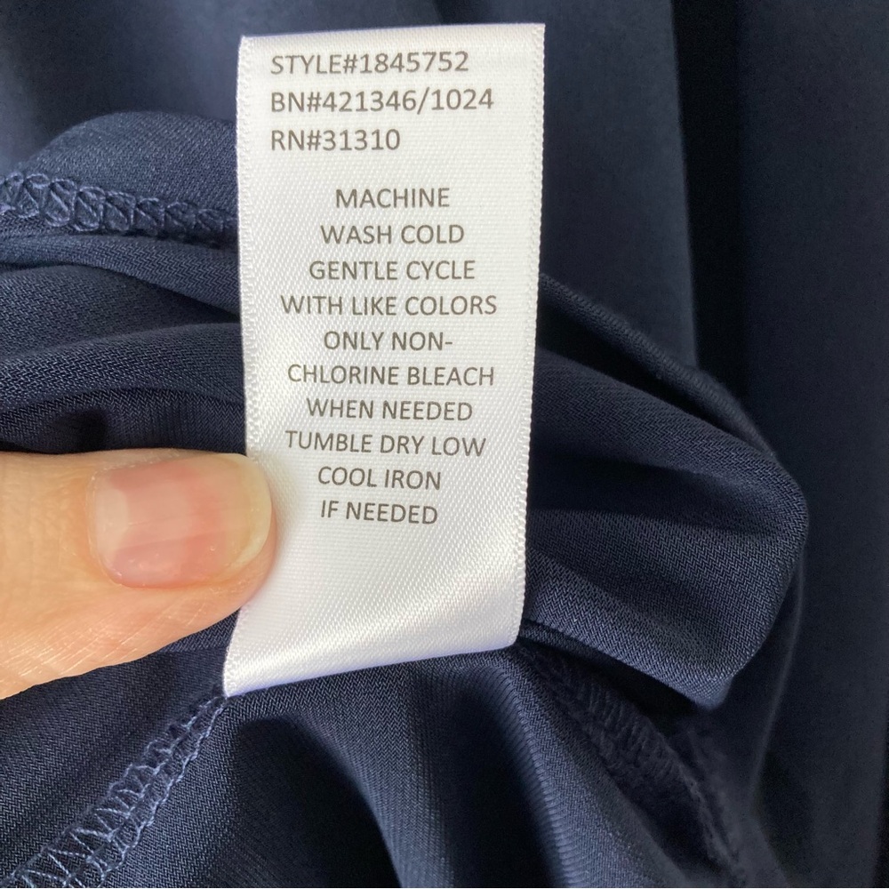 Fortune‎ & Ivy 2X Long Sleeve Ruffle Neck Blouse Top Navy Blue - Picture 10 of 11